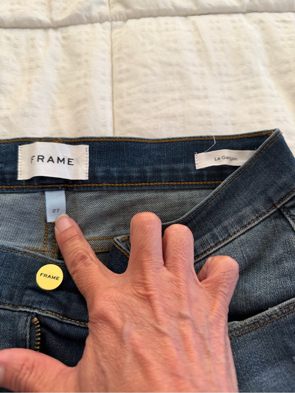 Frame Denim Le Garçon Boyfriend Jeans in Dark Blue Denim